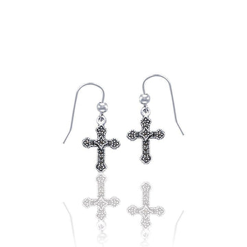 Silver Medieval Cross Earrings and Marcasite JE021 - Jewelry